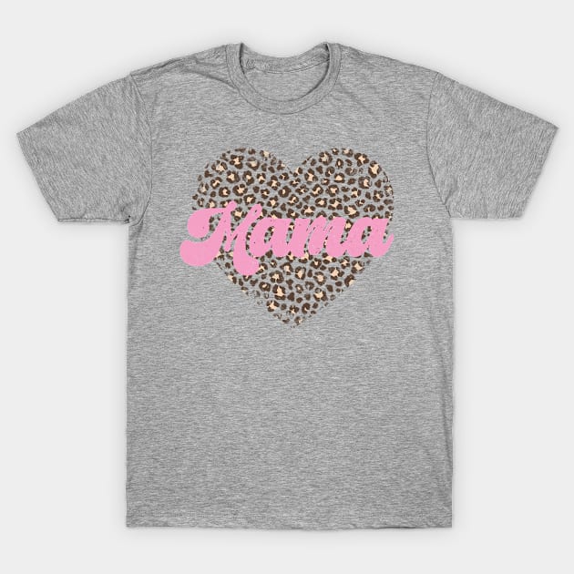 Mama heart leopard print retro distressed design T-Shirt by BAB